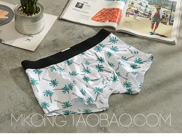 2 tải mới phim hoạt hình boxer eo thấp cotton thanh niên nam đồ lót thủy triều thanh niên dưa hấu cá tính quần lót dây nam