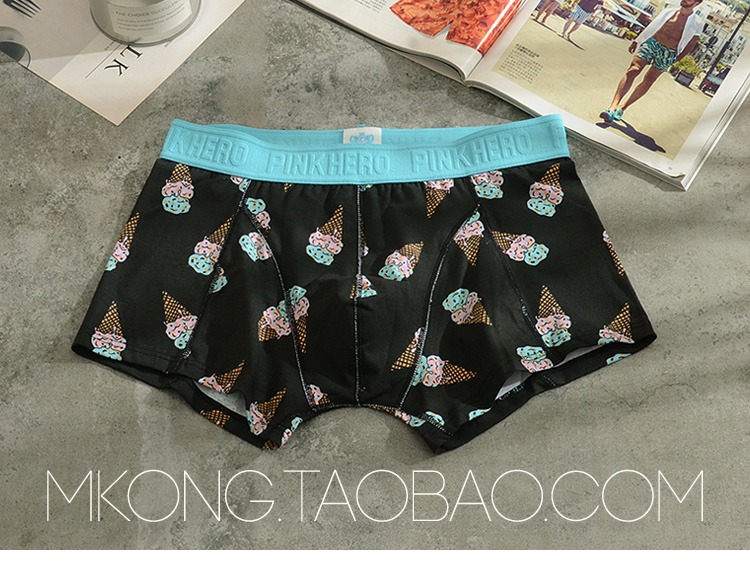 2 tải mới phim hoạt hình boxer eo thấp cotton thanh niên nam đồ lót thủy triều thanh niên dưa hấu cá tính quan lot nam