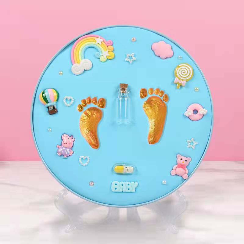 Baby's Full Moon Hand Foot Printing Souvenirs newborn baby footprint handprint photo frame permanent hundred days old gift