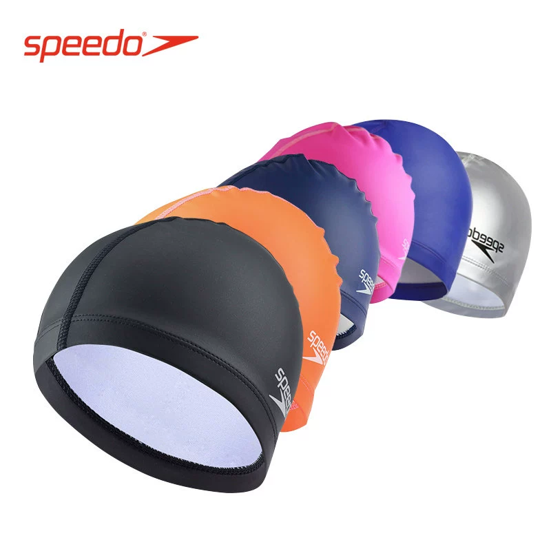 Mũ bơi Speedo mũ bơi dài phủ PU bảo vệ tai kích thước lớn mũ bơi nam nữ mũ bơi thoải mái - Mũ bơi