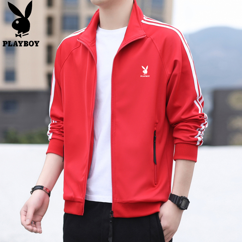 Playboy Three-Stripe Jacket Men's Spring and Autumn New Fashion Casual Sports Jacket Couple's Stand-Collar Baseball Jacket