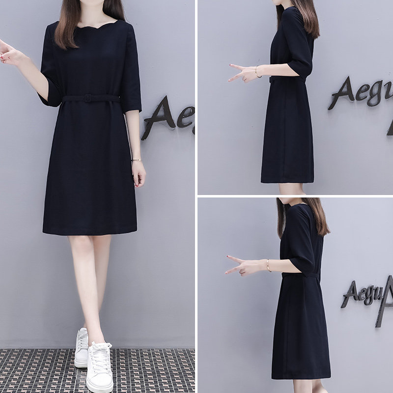 Faahiono is a slim seven - sleeve dress 2022 Spring New Women's new wear medium - long - style A - letter skirt