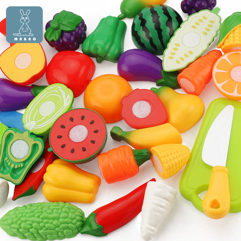 Simulation cutting fruits and vegetables cutting music children's home kitchen cutting look at 1-3 years old shopping cart toy set