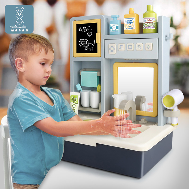 Children's washbasin pretending to be a family wine toy, brushing teeth, washing face, early education simulation baby washbasin boy and girl birthday gift