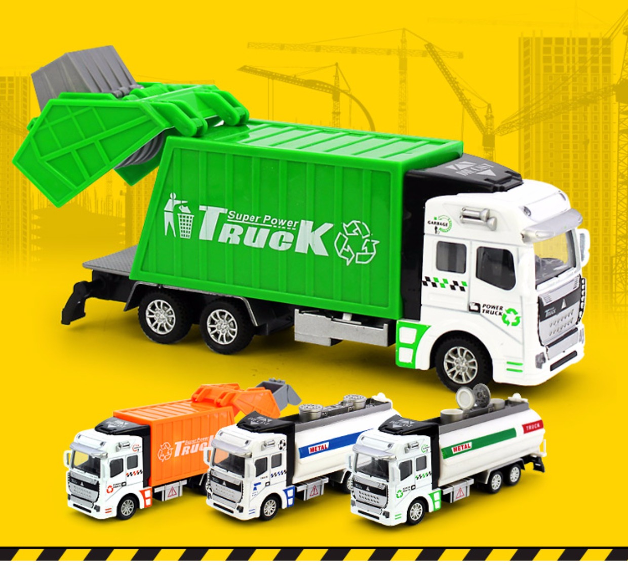 Hợp kim lớn kéo lại đồ chơi vệ sinh xe rác rác xe tải phun nước xe tải kỹ thuật xe ô tô con mô hình cậu bé - Chế độ tĩnh đồ chơi em bé