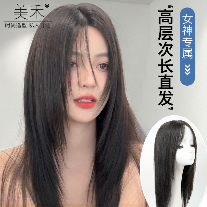 Meihe Full Head Wig for Women, Real Human Hair, Collarbone Length, Natural and Stylish High-End Long Straight Hair Lace Wig