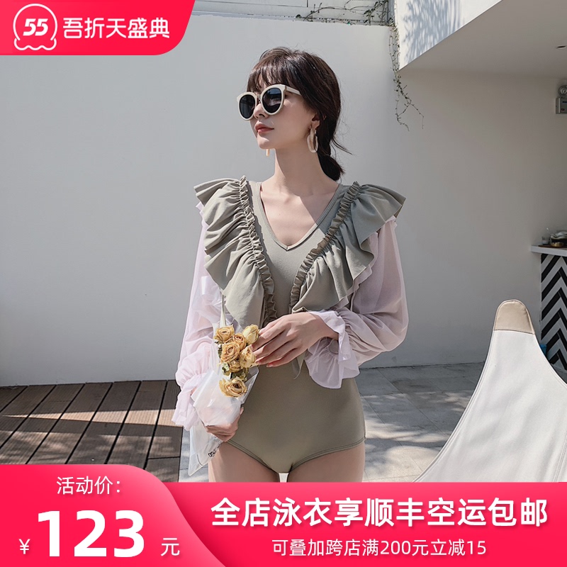 Kim Joo swimsuit one-piece swimsuit female conservative belly show thin sexy Korean ins wind fairy Fan hot spring swimsuit