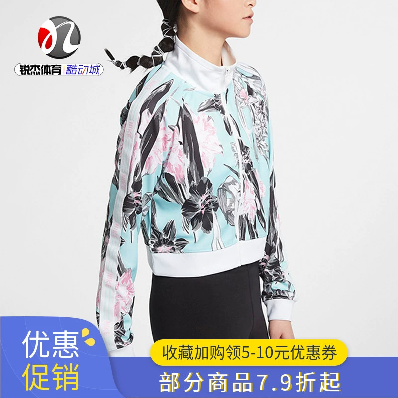 Thành phố mát mẻ Nike nữ mùa xuân thể thao in hoa áo khoác ngắn cổ áo AR2198-449 - Áo khoác thể thao / áo khoác