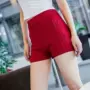 2018 phong cách châu Âu và Mỹ retro eo cao đan quần short nữ mùa hè giảm béo đàn hồi sợi xoắn quần nóng quần sọt nữ