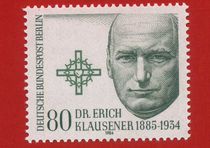 ^ @^ German stamps West Berlin 1984 Catholic politician E. Klausnell character engraving plate 1 full