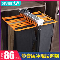 Telescopic trousers rack wardrobe household multi-functional trousers drawer push-pull hanging pants top-loading cabinet trousers rack hardware accessories