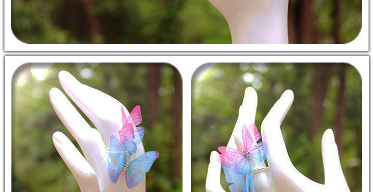 Tulle hai lớp mô phỏng bướm vòng mơ mộng crepe điều chỉnh mở vòng Mori đuôi vòng cổ gió biển ảnh nhẫn cưới vàng 18k