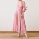 cicidream spring new high count fine linen salted cherry blossom color small daisy embroidered waist dress long skirt