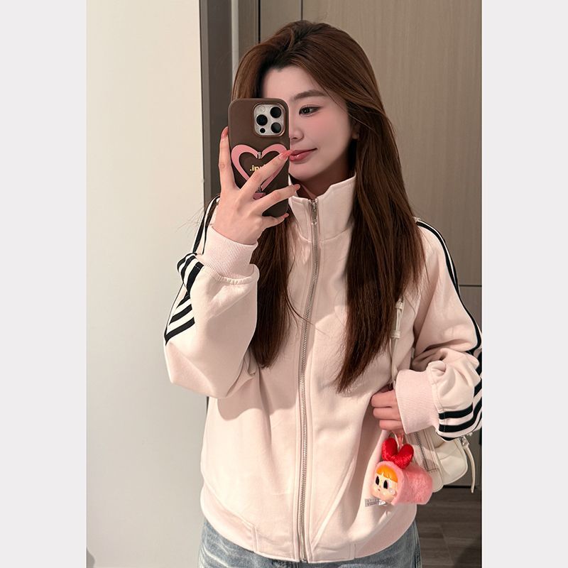 Light Pink Cardigan Sweatshirt for Women, Thin Jacket, 2026 Spring and Autumn New Style, Loose Jacket for Petite Women
