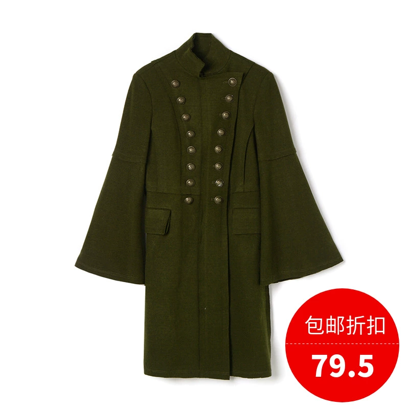 Outlets quầy là giảm giá thương hiệu cao cấp của phụ nữ tay áo lá sen dài trench coat áo khoác đơn ngực mùa xuân - Trench Coat