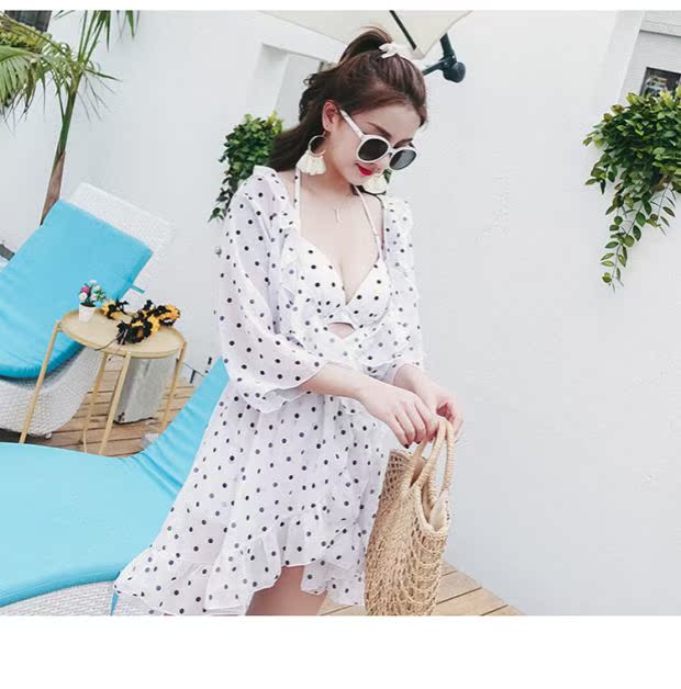 Bộ đồ bơi đi biển mới cho cặp đôi phù hợp với phụ nữ ngực nhỏ tụ tập bikini ba mảnh - Vài đồ bơi 	đồ đôi đi biển cặp	