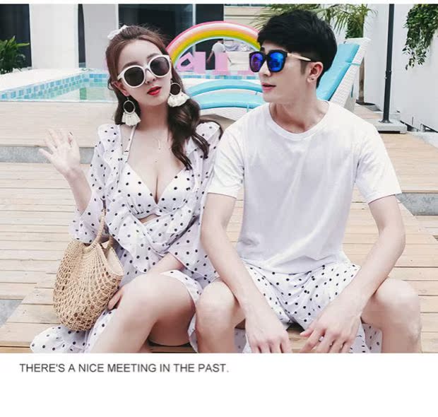 Bộ đồ bơi đi biển mới cho cặp đôi phù hợp với phụ nữ ngực nhỏ tụ tập bikini ba mảnh - Vài đồ bơi 	đồ đôi đi biển cặp	