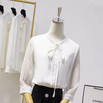 Simple white shirt Women fashion foreign style 2021 summer professional ol temperament seven-point sleeve womens chiffon shirt top