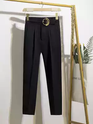 2021 Spring and Autumn new black suit pants women's professional work Korean casual high waist slim tapered small feet suit pants