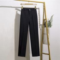 2021 spring and autumn black trousers womens elastic waist high waist loose slim straight tube casual long mopping wide leg pants women
