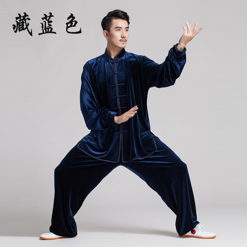 Autumn and winter thickened tai chi suit practice suit men's Chinese style elderly gold velvet Tai Chi Chuan clothing martial arts suit women