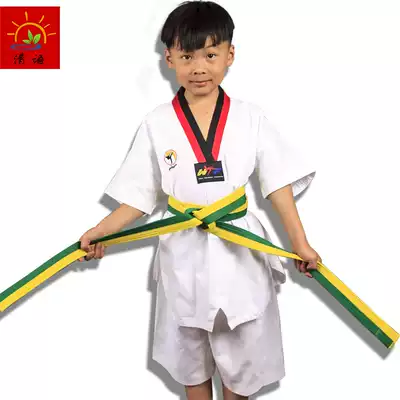 Qingyu summer short-sleeved taekwondo suit Children men and women college students Adult taekwondo training clothing Cotton road clothing
