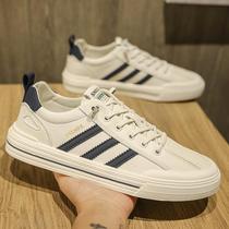 Trendy brand slip-on mens shoes 2 small 024 new summer breathable soft leather white shoes mens sports and leisure versatile flat bottom