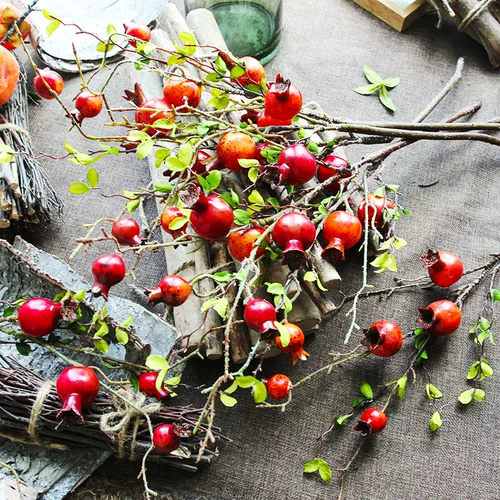 Имитация граната, зеленый лист, фруктовая ветка, большой красный зеленый лист, сделай сам, цветочная композиция, материал для напольной вазы