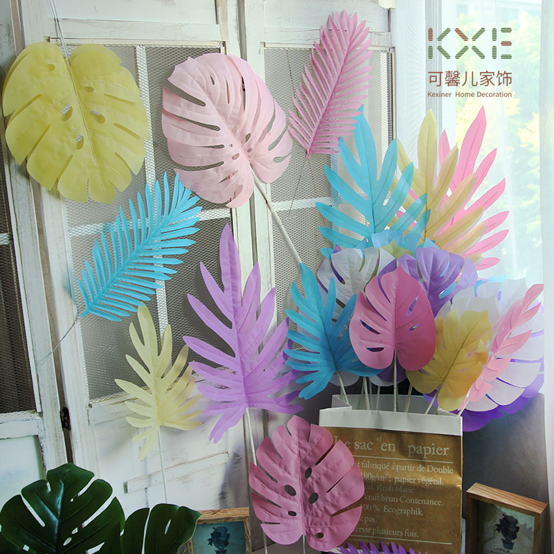 Color Emulation Tortoise Back Leaf Large Pink White Blue Leaf Wedding VIEW BACKGROUND WALL PLANT WALL SCENE ARRANGEMENT