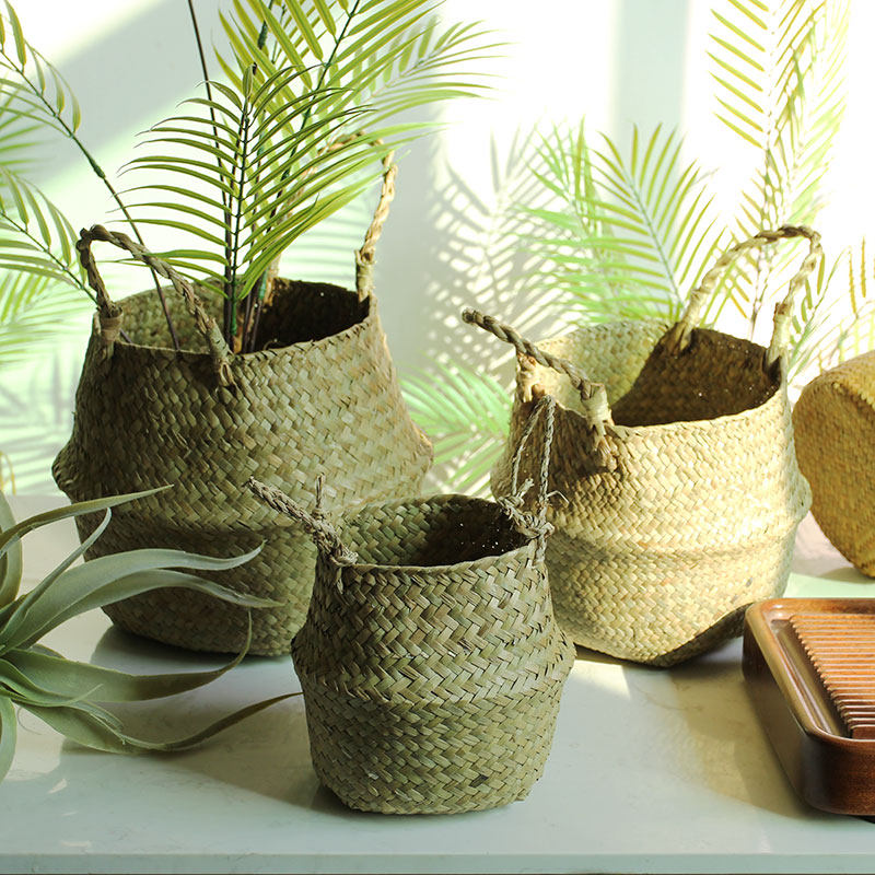 Creative Hand Woven Flower Basket Sea Grass Choreography Flower Pots Vines Nordic Flower Pots Nordic style Decorative Flower Pots-Taobao-Taobao