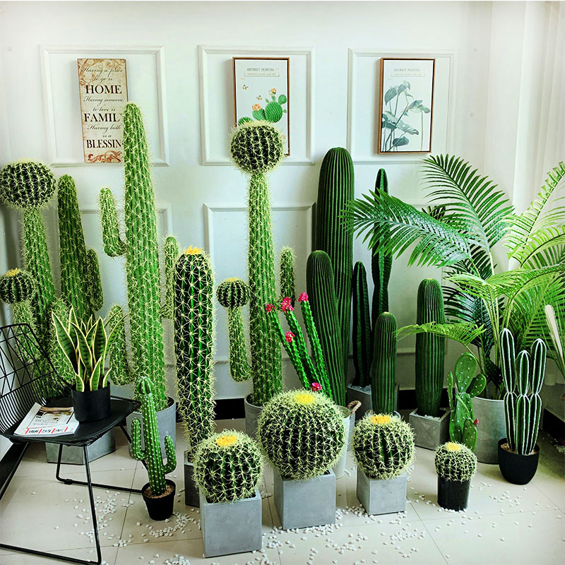 Large Nordic imitation plant cactus cactus pillar fake potted ins wind wedding window floor-to-ceiling decorative ornaments