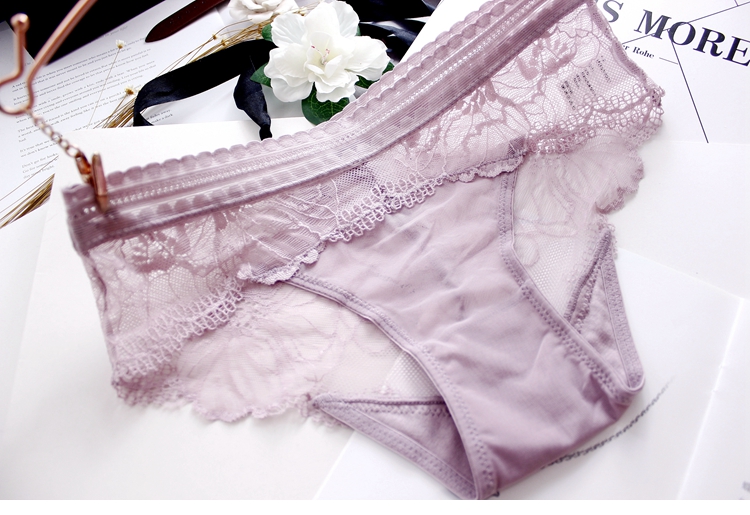 Phối cảnh gợi cảm lưới thấp eo đồ lót phụ nữ nhanh khô ren mỏng áo khoác cotton ngọt ngào trong suốt tam giác nữ đồ lót quần lót nam dành cho tuổi 12