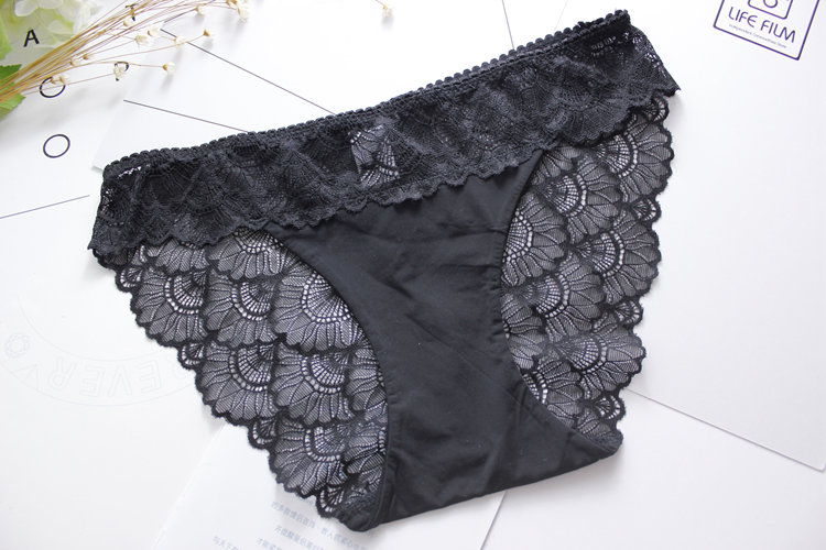 Bộ sưu tập mô hình 捡 宝 ~ Đồ lót nữ cotton gợi cảm trong suốt bên ren lưới trong suốt tóm tắt nữ tam giác quần xì nữ