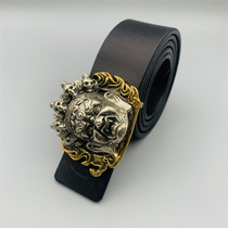 Dongguan Broken Copper Pure Copper Bicolor Big Black Sky Leather Belt Buckle Retro Belt Buckle Belt Head Accessories Buckle Head Metal Band Buckle