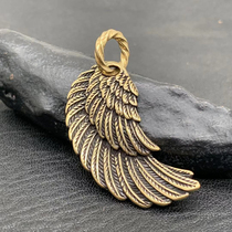 Dongguan broken copper pure copper feather wings car key chain pendant DIY vintage accessories hanging yellow