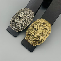 Dongguan Broken Bronze Retro Kirin Leather Belt Buckle Head Pure Copper Personality Belt Buckle DIY Belt Head Accessories With Buttoned Male