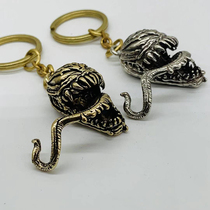 Dongguan broken copper pure copper retro personalized car keychain pendant copper venom creative male DIY pendant brass