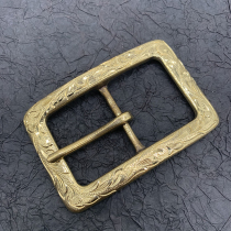 Copper-breaking Gothic vintage style pure copper hand carved leather belt buckle inner diameter 40mm waist belt buckle head