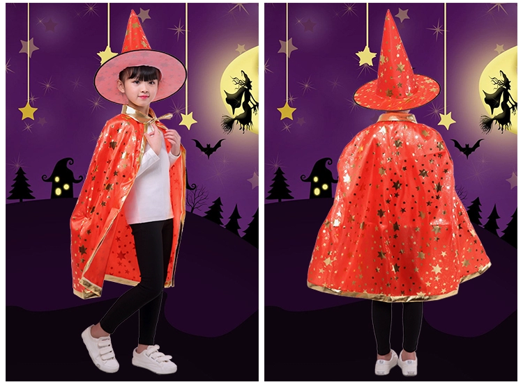 Halloween Áo Choàng Trẻ Em Mũi Bé Gái Trang Phục Hóa Trang Phù Thủy Nhà Ảo Thuật Bé Trai Trình Diễn Trang Phục