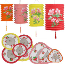 Mid-Autumn Festival Hangers Traditional Paper Lantern Organ Chinese Style Pattern Folding Luminous Decoration Childrens Portable Lantern Dragon