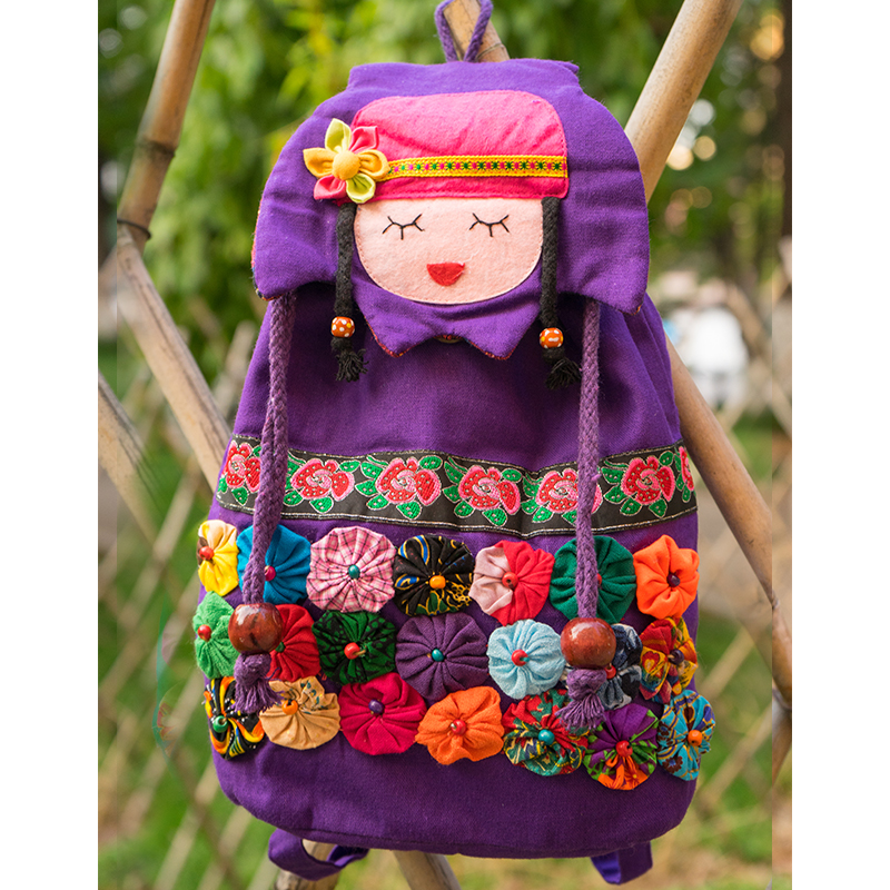 Yunnan ethnic style handmade cloth bag messenger bag Lijiang tea horse bag cartoon character women's bag children's bag