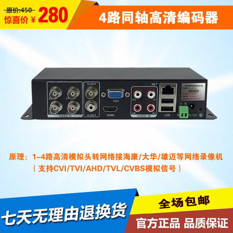 AHD CVI TVI coaxial BNC to digital HD codec analog camera to network converter