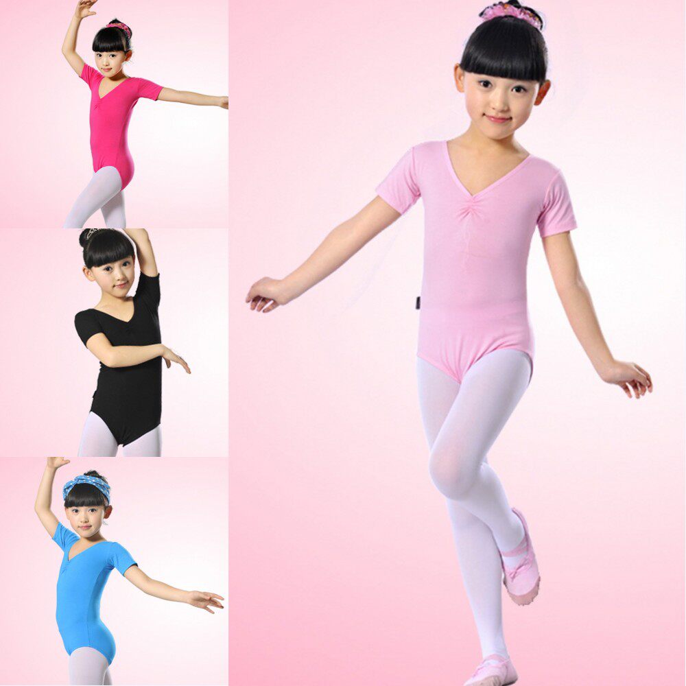 Gymnastics suit for children Gymnastics Suits of Ballet Uniform Full Cotton Short Sleeves to Practice Merit