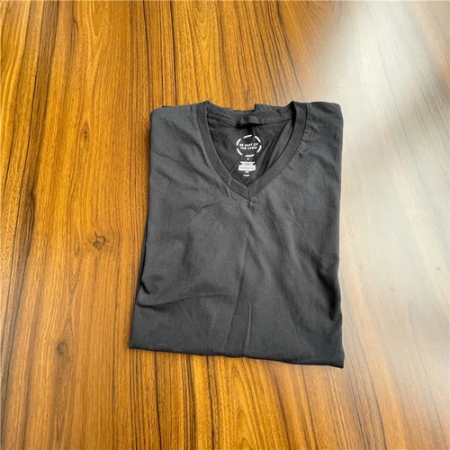 Хлопковая мягкая футболка подходит для мужчин и женщин, короткий рукав, V-образный вырез, высокий воротник