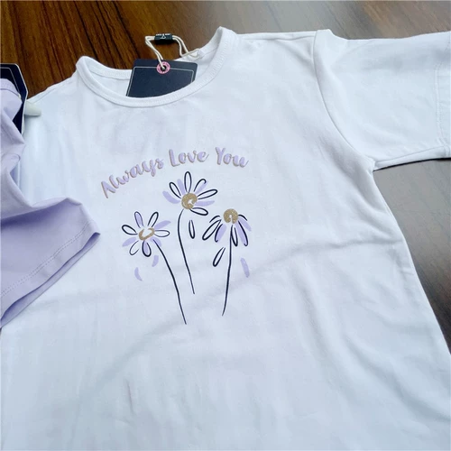 Девочки Zhongda Дети все мианлека хлопковая эластичная футболка с короткими рукавами 2 Цвет 110-130 Яр