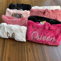 Baby girl treasure soft imitation rabbit fur hooded coat spring and autumn 2-16 year old short