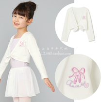 Japan Chacott Children Ballet Dancer Dance Suit Pure Cotton Short-Shirt Jacket Practical Long Sleeve Short Blouse