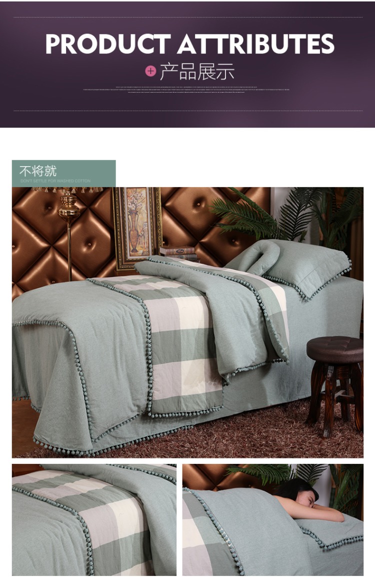 Lingling giặt bông làm đẹp trải giường bốn bộ thẩm mỹ viện massage cơ thể hình xăm giường đặt đơn giản phổ quát - Trang bị tấm ga giường spa đẹp