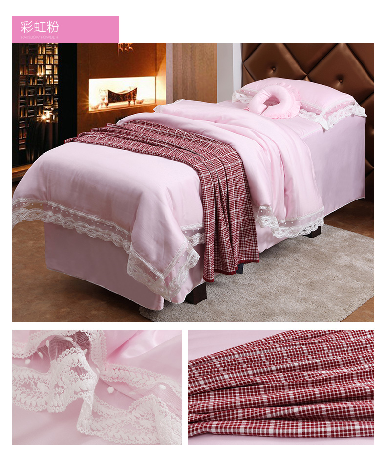Ling-Ling đơn giản rắn màu sắc đẹp bedspread denim vẻ đẹp cao cấp phương pháp điều trị thẩm mỹ viện massage modal lanh chăn - Trang bị tấm ga giường spa giá rẻ