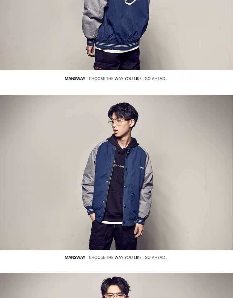 Đường dành cho nam mùa thu New American Letter In Jacket Áo khoác nam giới Nhật Bản Áo khoác bóng chày tương phản retro áo phao bomber nam